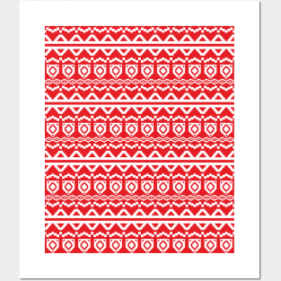 Red Geometric Christmas Pattern Posters and Art